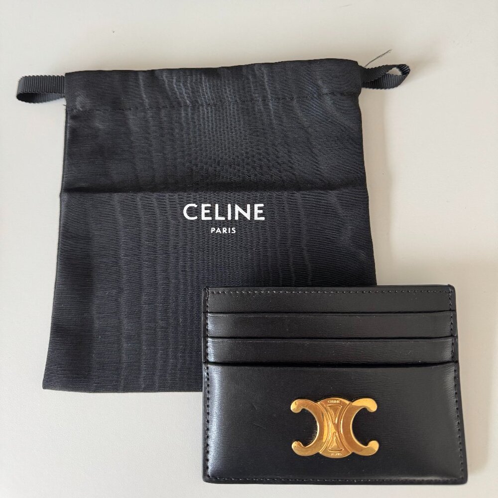CELINE CARD HOLDER TRIOMPHE in Shiny calfskin
